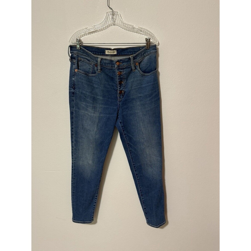 Madewell Jeans Women’s 32 Blue 9" Mid Rise Skinny Crop Medium Wash  - Button Fly